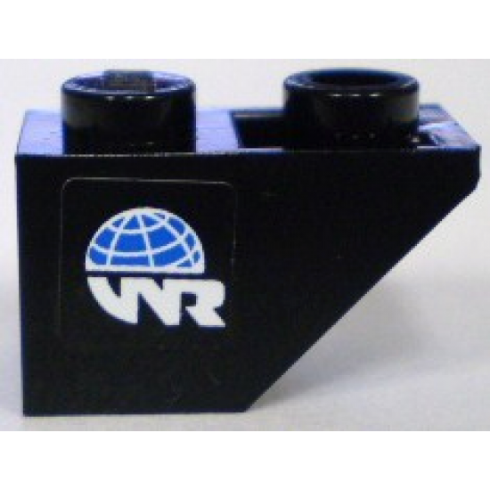 Slope, Inverted 45 2 x 1 with World Racers Logo on Black Background Pattern Model Left (Sticker) - Sets 8897 / 8898