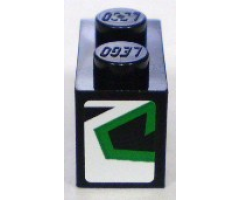 Brick 1 x 2 with Green and Black Pattern on End, Model Right (Sticker) - Set 8898