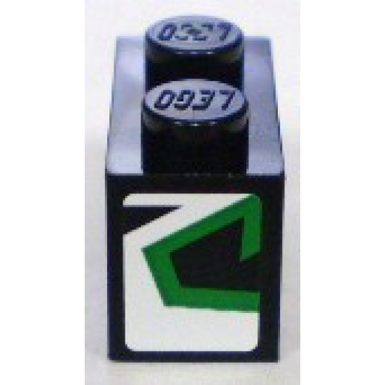 Brick 1 x 2 with Green and Black Pattern on End, Model Right (Sticker) - Set 8898