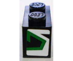 Brick 1 x 2 with Green and Black Pattern on End, Model Left (Sticker) - Set 8898