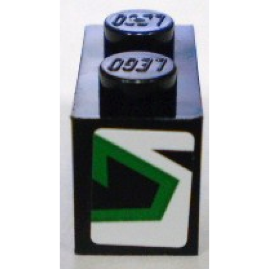 Brick 1 x 2 with Green and Black Pattern on End, Model Left (Sticker) - Set 8898