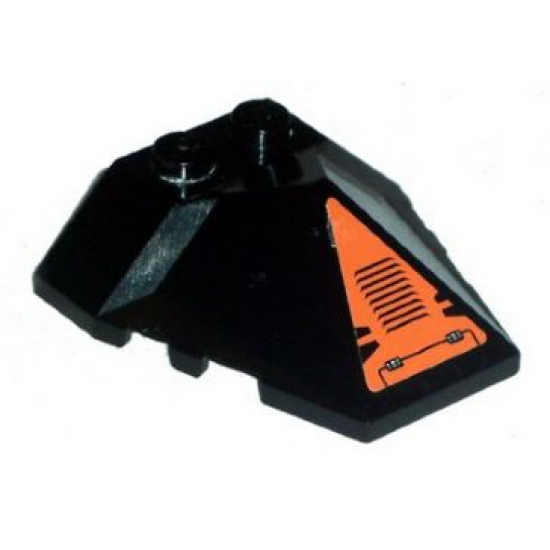 Wedge 4 x 4 Pyramid Center with Black Grille in Orange Triangle Pattern (Sticker) - Set 8101