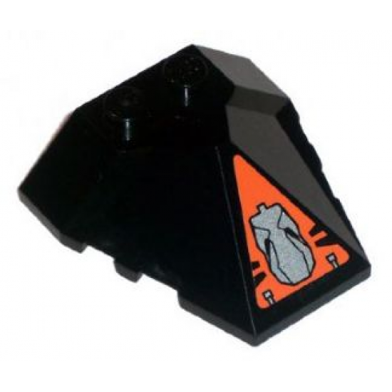 Wedge 4 x 4 Pyramid Center with Head in Orange Triangle Pattern (Sticker) - Set 8101