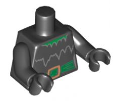 Torso Witch with Torn Collar and Green Belt with Gold Buckle Pattern / Black Arms / Black Hands