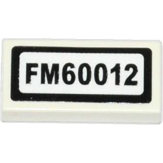 Tile 1 x 2 with 'FM60012' Pattern (Sticker) - Set 60012