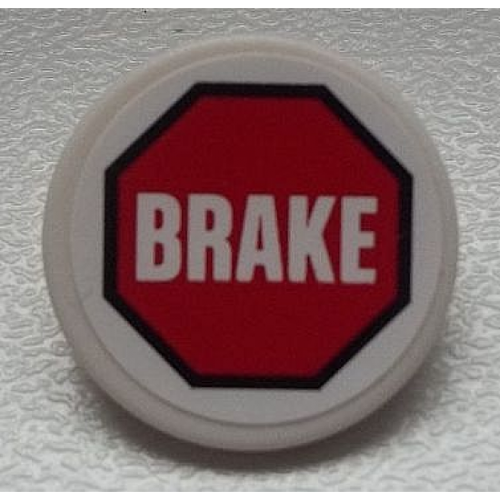 Road Sign 2 x 2 Round with Clip with White 'BRAKE' in Red Octagon Pattern (Sticker) - Set 60025