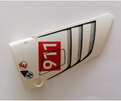 Technic, Panel Fairing #18 Large Smooth, Side B with White '911' on Red Rectangle, Vents, Red Letter E, Blue Letter N Pattern (Sticker) - Set 42096
