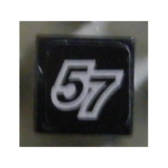 Tile 1 x 1 with Number 57 Pattern (Sticker) - Set 8643