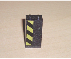 Slope 75 2 x 2 x 3 - Hollow Studs with Black and Yellow Danger Stripes Pattern, Model Left (Sticker) - Set 7702