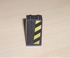 Slope 75 2 x 2 x 3 - Hollow Studs with Black and Yellow Danger Stripes Pattern, Model Right (Sticker) - Set 7702