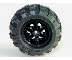 Wheel & Tire Assembly 30.4mm D. x 20mm with No Pin Holes and Reinforced Rim with Black Tire 56 x 26 Balloon (56145 / 55976)