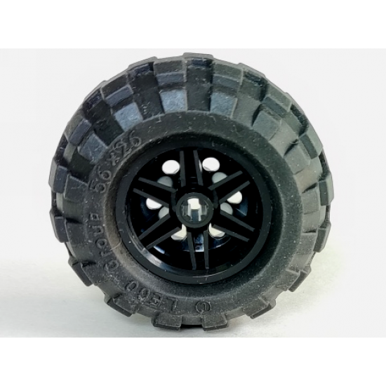 Wheel & Tire Assembly 30.4mm D. x 20mm with No Pin Holes and Reinforced Rim with Black Tire 56 x 26 Balloon (56145 / 55976)