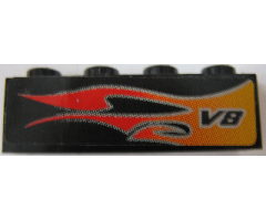 Brick 1 x 4 with Flame and V8 Right Pattern (Sticker) - Set 8643