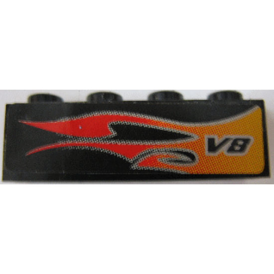Brick 1 x 4 with Flame and V8 Right Pattern (Sticker) - Set 8643