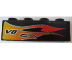 Brick 1 x 4 with Flame and V8 Left Pattern (Sticker) - Set 8643