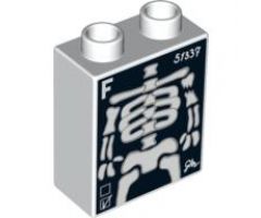 Duplo, Brick 1 x 2 x 2 with X-Ray Skeleton, 'F' and '51337' Pattern