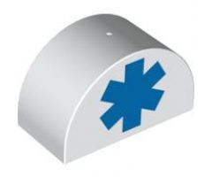Duplo, Brick 2 x 4 x 2 Curved Top with EMT Star of Life Pattern