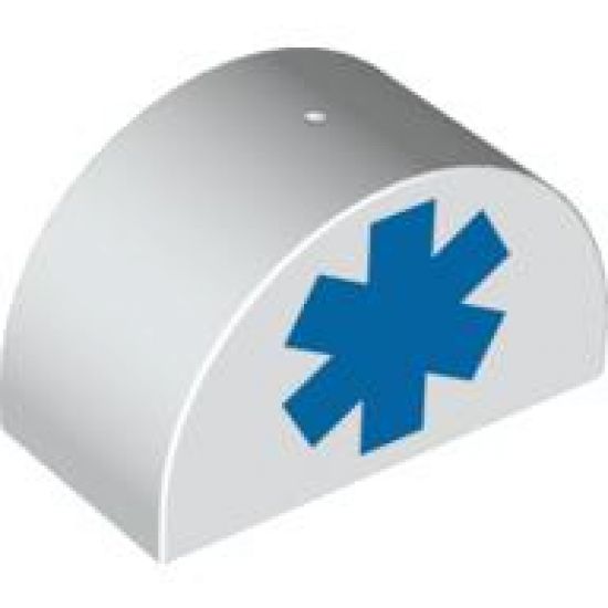 Duplo, Brick 2 x 4 x 2 Curved Top with EMT Star of Life Pattern