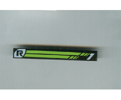 Tile 1 x 8 with 'R' and Lime Green Stripes and '1' Pattern (Sticker) - Set 8647