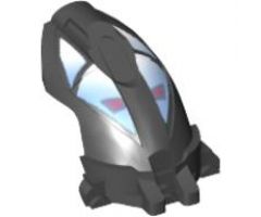 Minifigure, Head, Modified Bionicle Toa Mahri Hahli / Nuparu (Nuparu Black Pattern)