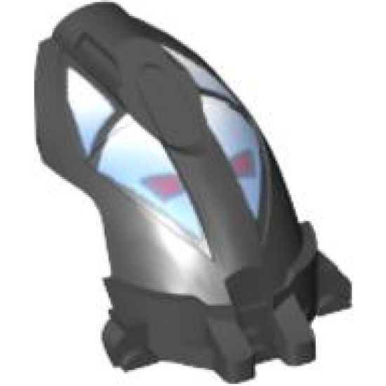 Minifigure, Head, Modified Bionicle Toa Mahri Hahli / Nuparu (Nuparu Black Pattern)