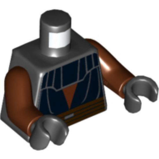 Torso SW Layered Vest with Belt Pattern (Anakin Clone Wars) / Reddish Brown Arms / Black Hands