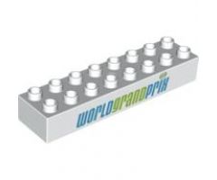 Duplo, Brick 2 x 8 with 'WORLD GRAND PRIX' Pattern