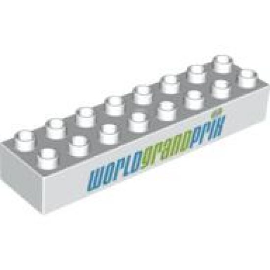 Duplo, Brick 2 x 8 with 'WORLD GRAND PRIX' Pattern
