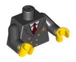 Torso Airplane Pilot, Suit Double Breasted, Red Tie, Gold Buttons and Logo Pin Pattern / Black Arms / Yellow Hands