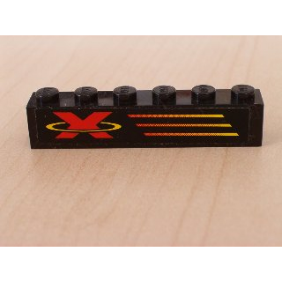 Brick 1 x 6 with X-Treme Team Logo Left Pattern (Sticker) - Set 6567