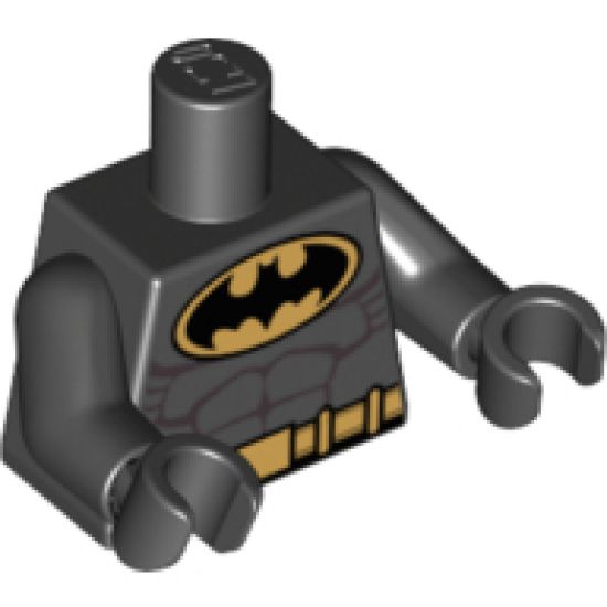 Torso Batman Logo in Gold Oval with Muscles and Gold Belt Pattern / Black Arms / Black Hands