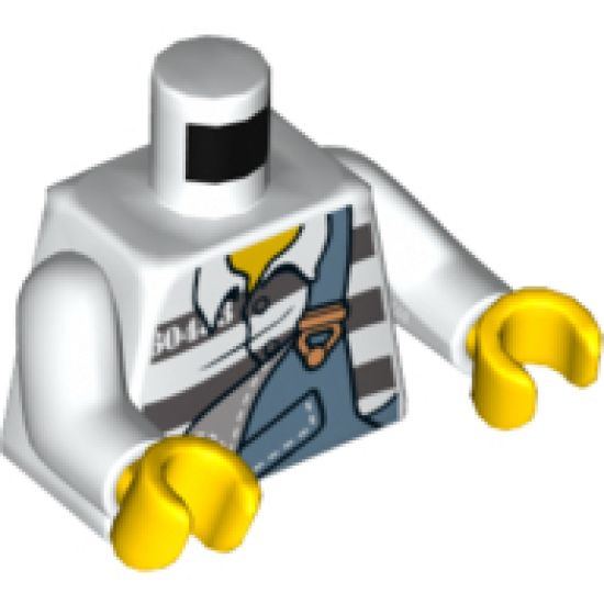 Torso Town Prisoner Torn Overalls over Prison Stripes Pattern / White Arms / Yellow Hands