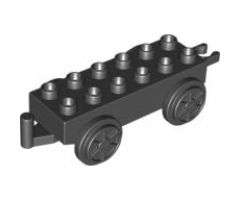 Duplo, Train Base 2 x 6 with Light Bluish Gray Train Wheels and Movable Hook
