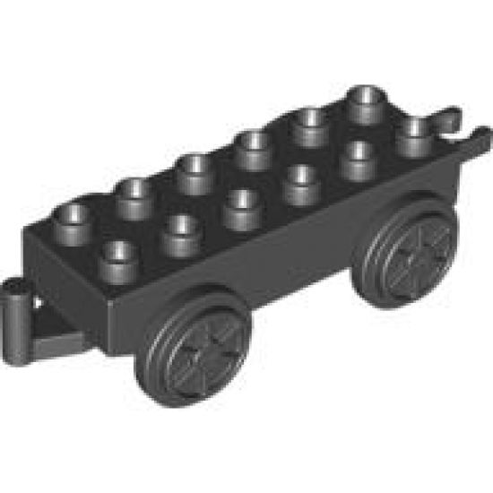 Duplo, Train Base 2 x 6 with Light Bluish Gray Train Wheels and Movable Hook