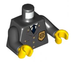 Torso Police Jacket with Pocket, Gold Badge and Blue Tie Pattern / Black Arms / Yellow Hands