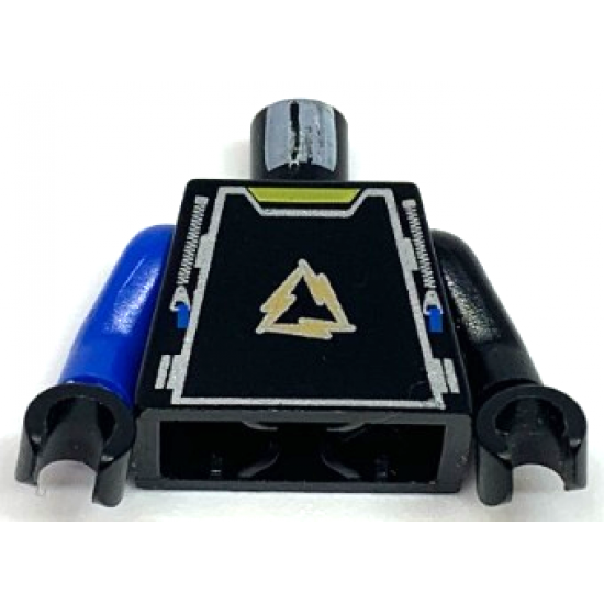 Torso Alpha Team Arctic Logo, Zippers and Blue Tabs Pattern / Black Arm Left / Blue Arm Right / Black Hands