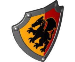 Duplo, Figure Wear & Utensil Shield, Angled Triangle with Black Dragon Pattern