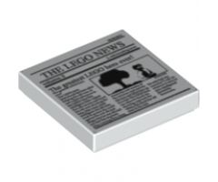 Tile 2 x 2 with Newspaper 'THE LEGO NEWS', 'volume 3' and 'The greatest LEGO hero ever!' Pattern