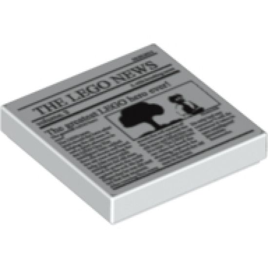 Tile 2 x 2 with Newspaper 'THE LEGO NEWS', 'volume 3' and 'The greatest LEGO hero ever!' Pattern