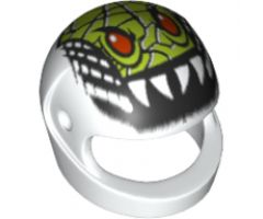 Minifigure, Headgear Helmet Motorcycle (Standard) with Lime Reptile Head Pattern