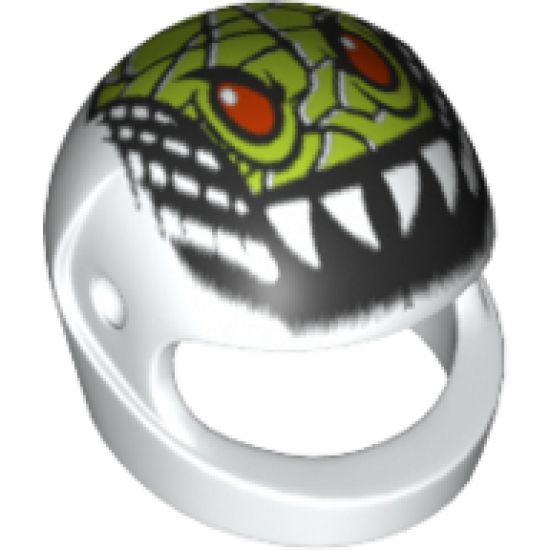 Minifigure, Headgear Helmet Motorcycle (Standard) with Lime Reptile Head Pattern