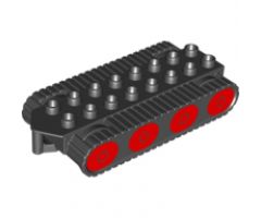 Duplo, Vehicle Bulldozer Base with Treads and 8 Red Wheels Pattern (Bob the Builder Muck)