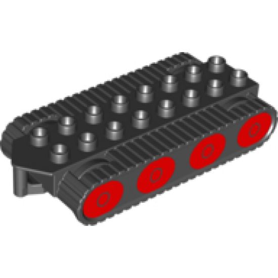 Duplo, Vehicle Bulldozer Base with Treads and 8 Red Wheels Pattern (Bob the Builder Muck)