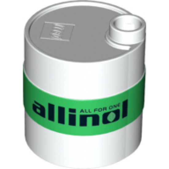 Duplo Container Oil Drum 2 x 2 x 2 with Green Band and 'ALL FOR ONE allinol' Pattern