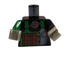 Torso Alpha Team Logo Green Vest, Dynamite Pattern / Black Arm Left / Green Arm Right / Light Gray Hands