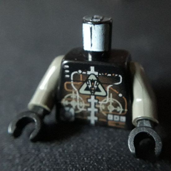 Torso Space Insectoids Droid Silver and Copper Circuitry Pattern / Dark Gray Arms / Black Hands