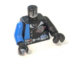 Torso Alpha Team Logo, Utility Belt w/ Gauge, Solid Blue Stripe Pattern / Black Arm Left / Blue Arm Right / Black Hands