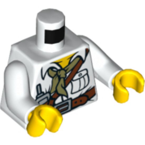 Torso Dino Shirt with Pocket, Scarf, Belt and Radio Pattern / White Arms / Yellow Hands