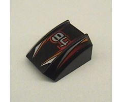 Slope, Curved 2 x 2 Lip with '84', Orange/Red/Silver Stripes Pattern