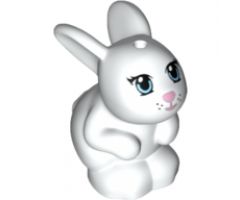 Bunny / Rabbit, Friends, Sitting with Bright Light Blue Eyes, Bright Pink Nose and Mouth and Black Whisker Dots Pattern (Daisy)